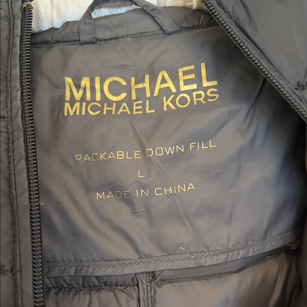 Michael Kors Black Puffer Coat with Gold Accents - Picture 2 of 3